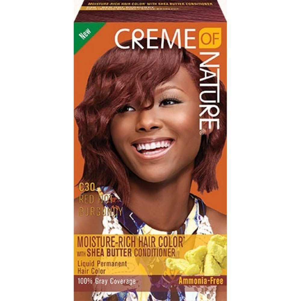 creme of nature exotic shine color #c30 - red hot burgundy