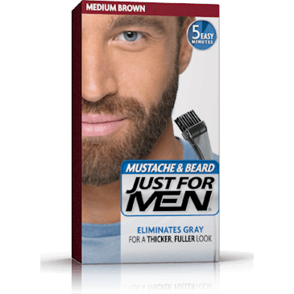 just for men brush-in color for mustache & beard - medium brown