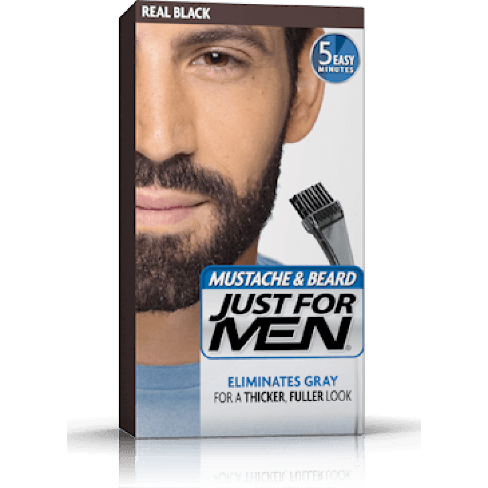 just for men brush-in color for mustache & beard - real black