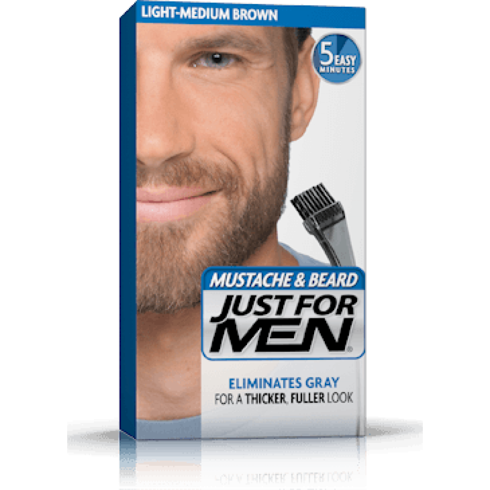 just for men brush-in color for mustache & beard - light md brown