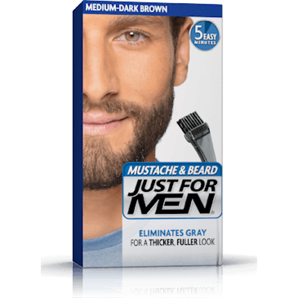 just for men brush-in color for mustache & beard - mid dark brown