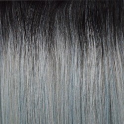 18" clip in - 7pcs synthetic hair extension -straight- black grey pastel(14)