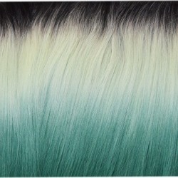 18" clip in - 7pcs synthetic hair extension -straight- black grey green pastel(p1b/lm/m)