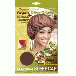 Qfitt Argan Olive Oil & Shea Butter Treated Drawstring Sleep Cap Qfitt Argan Olive Oil & Shea Butter Treated Drawstring Sleep Cap