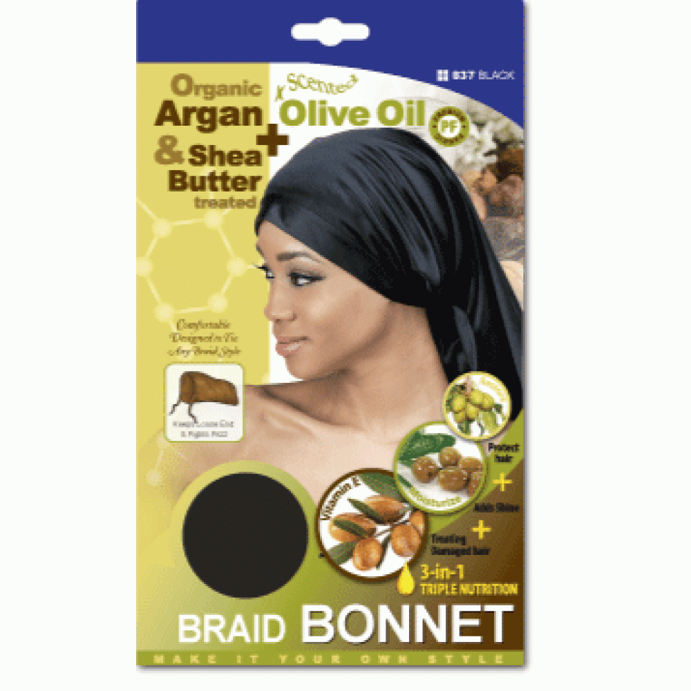 Qfitt Argan Olive Oil & Shea Butter Treated   Braid Bonnet