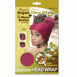 Qfitt Argan Olive Oil & Shea Butter Treated  Flip Over Head Wrap