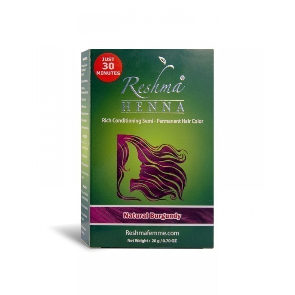 reshma henna semi-permanent hair color - natural burgundy henna