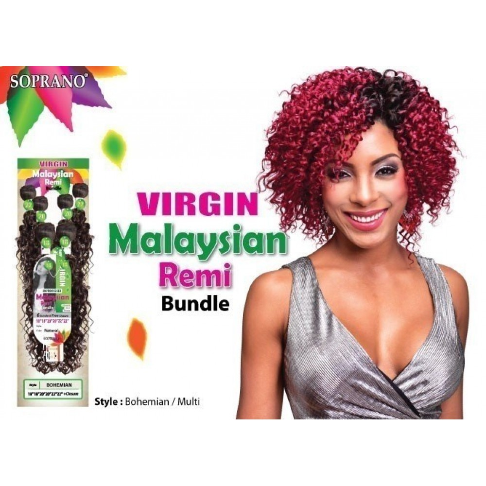 bijoux beauty element soprano unprocessed  malysian virgin remy human hair weave bohemian  6pcs + free closure