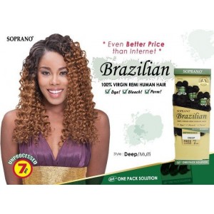 Bijoux Beauty Element Soprano 100% Unprocessed Brazilian Virgin Remi Human Hair Weave Deep Wave  10"+12"+14"