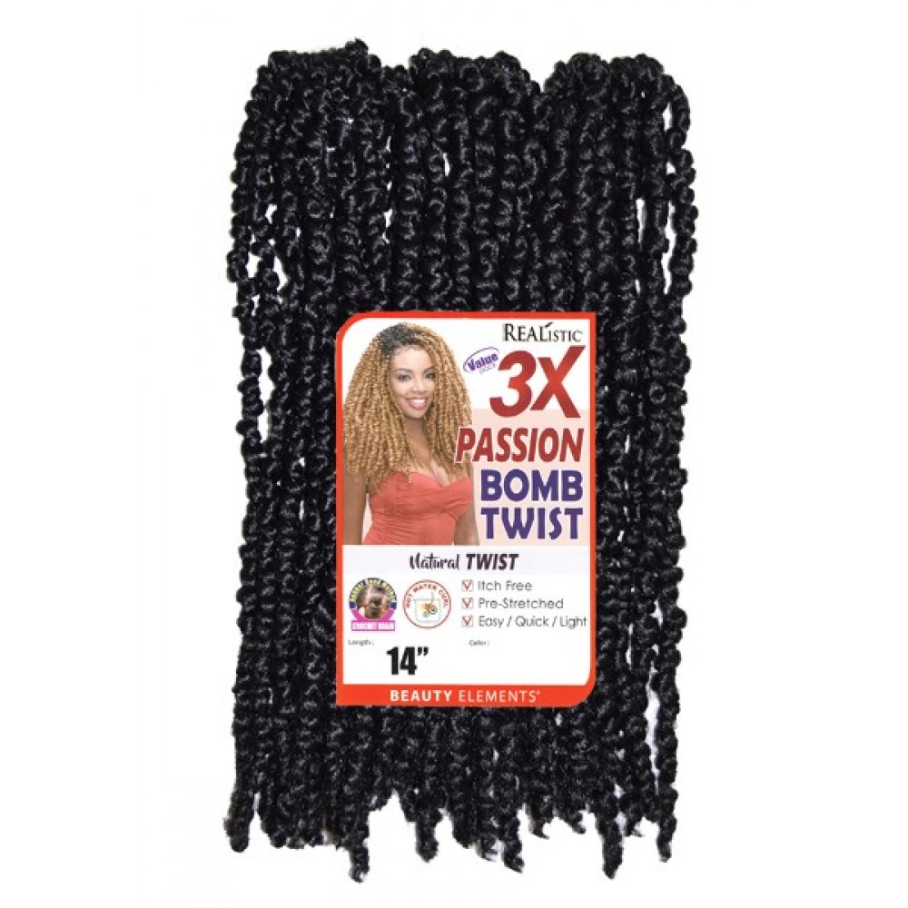 Beauty Elements Ghana Twist Synthetic Hair Crochet Braid Loop 3x Pre Stretched Passion Twist 18”