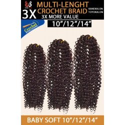 Bobbi Boss Synthetic Hair Crochet Braid 3x Multi Pack 10"/12"/14" Baby Soft Bobbi Boss Synthetic Hair Crochet Braid 3x Multi Pack 10"/12"/14" Baby Soft