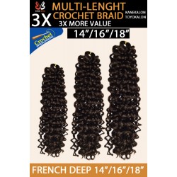 Bobbi Boss Synthetic Hair Crochet Braid 3x Multi Pack 14"/16"/18" French Deep Bobbi Boss Synthetic Hair Crochet Braid 3x Multi Pack 14"/16"/18" French Deep