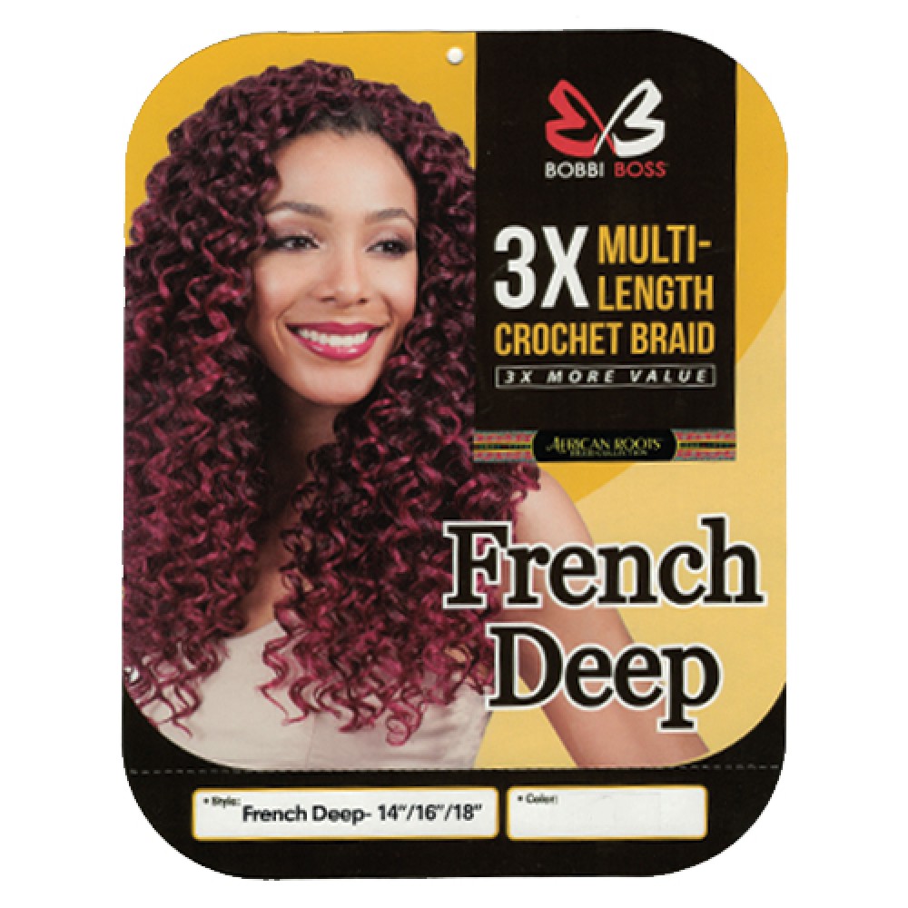 Bobbi Boss Synthetic Hair Crochet Braid 3x Multi Pack 14/16/18 French Deep