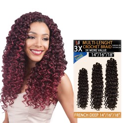 Bobbi Boss Synthetic Hair Crochet Braid 3x Multi Pack 14"/16"/18" French Deep
