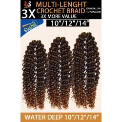 Bobbi Boss Synthetic Hair Crochet Braid 3x Multi Pack 10"/12"/14" Water Deep Bobbi Boss Synthetic Hair Crochet Braid 3x Multi Pack 10"/12"/14" Water Deep