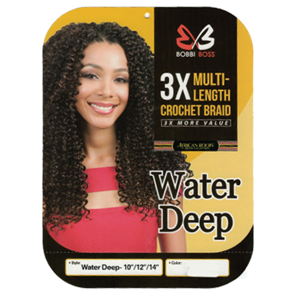 Bobbi Boss Synthetic Hair Crochet Braid 3x Multi Pack 10/12/14 Water Deep