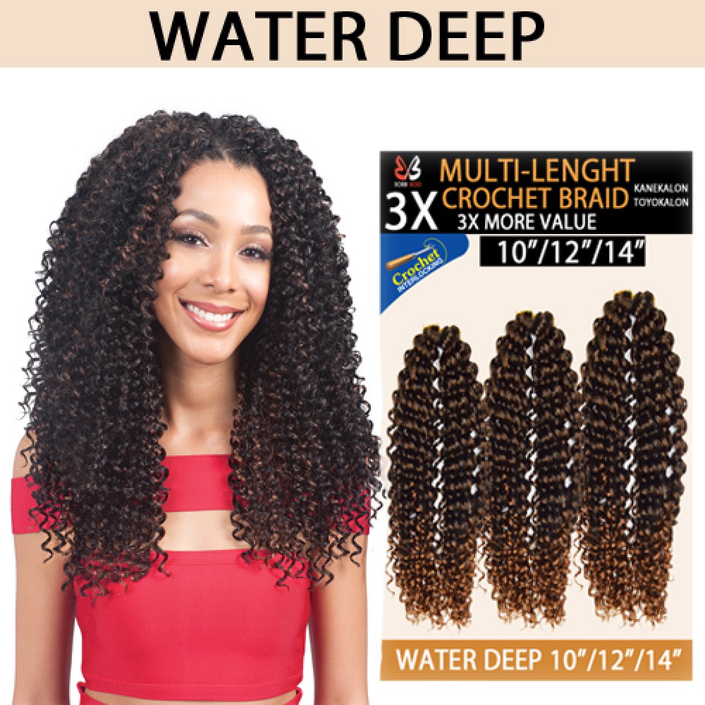 Bobbi Boss Synthetic Hair Crochet Braid 3x Multi Pack 10/12/14 Water Deep
