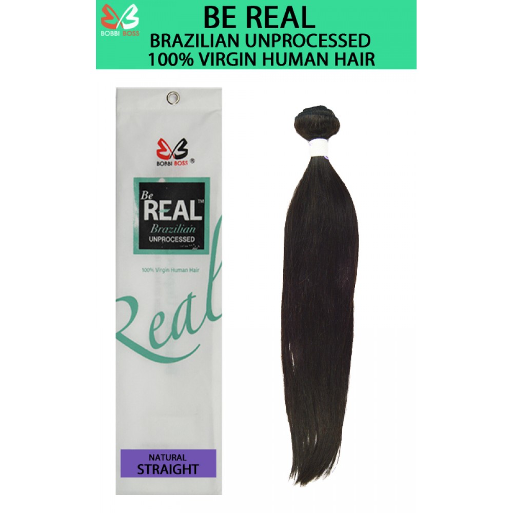 Bobbi Boss Be Real 100% Unprocessed Brazilian Virgin Remy Human Hair Weave Natural Straight