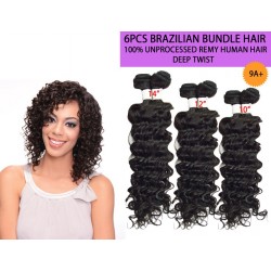 Ebo Brazilian Bundle Unprocessed 100% Virgin Remy Human Hair Weave 9a Deep Twist 6pcs 