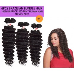 Ebo Brazilian Bundle Unprocessed 100% Virgin Remy Human Hair Weave 9a French Deep 6pcs 