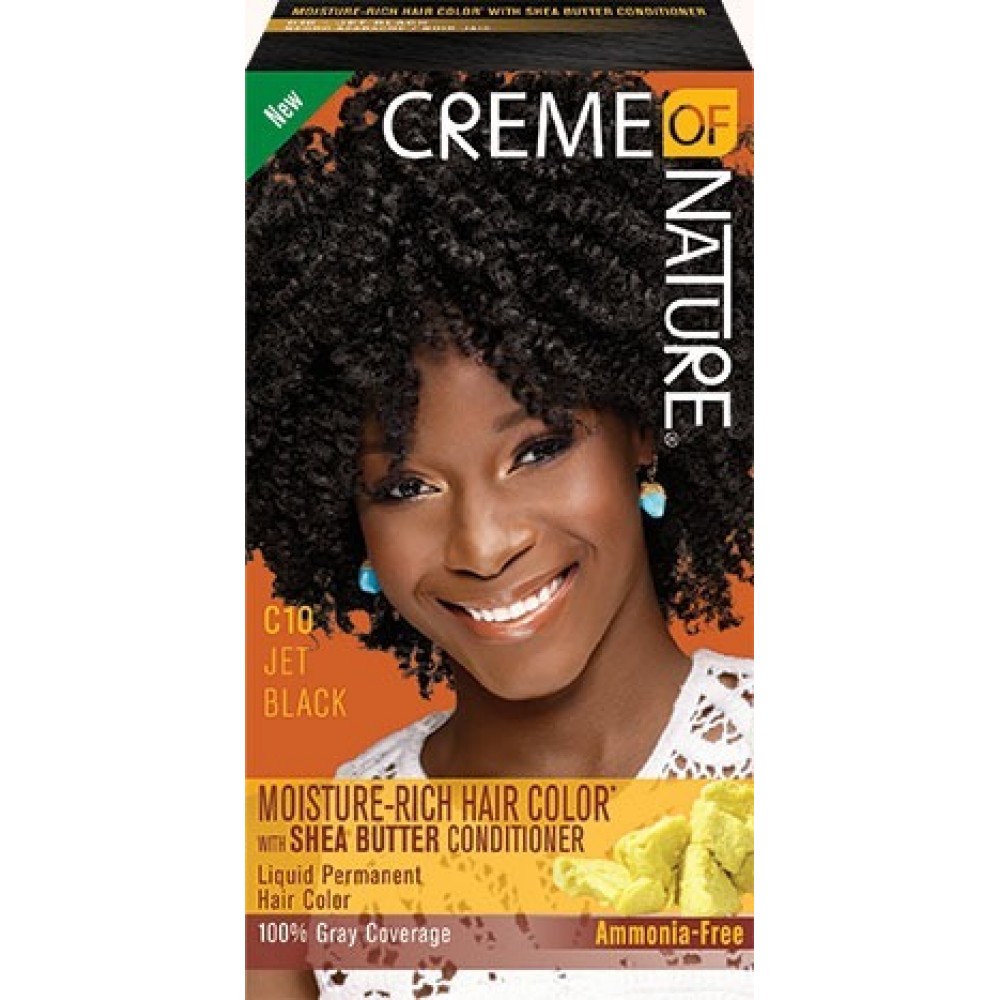 CREME OF NATURE MOISTURE-RICH HAIR COLOR WITH SHEA BUTTER CONDITIONER C10 JET BLACK