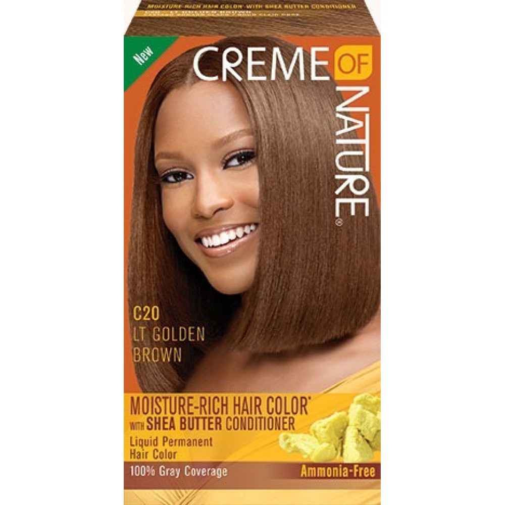 CREME OF NATURE MOISTURE-RICH HAIR COLOR WITH SHEA BUTTER CONDITIONER C20 Light Golden Brown