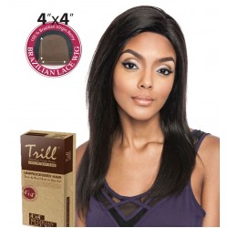 TRILL BRAZILIAN UNPROCESSED VIRGIN 100% REMY HUMAN 4x4 LACE WIG CHESTNET 20"