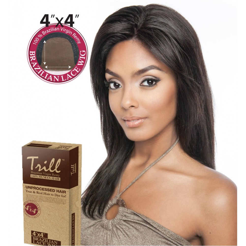 TRILL BRAZILIAN UNPROCESSED VIRGIN 100% REMY HUMAN 4x4 LACE WIG HAZEL 20