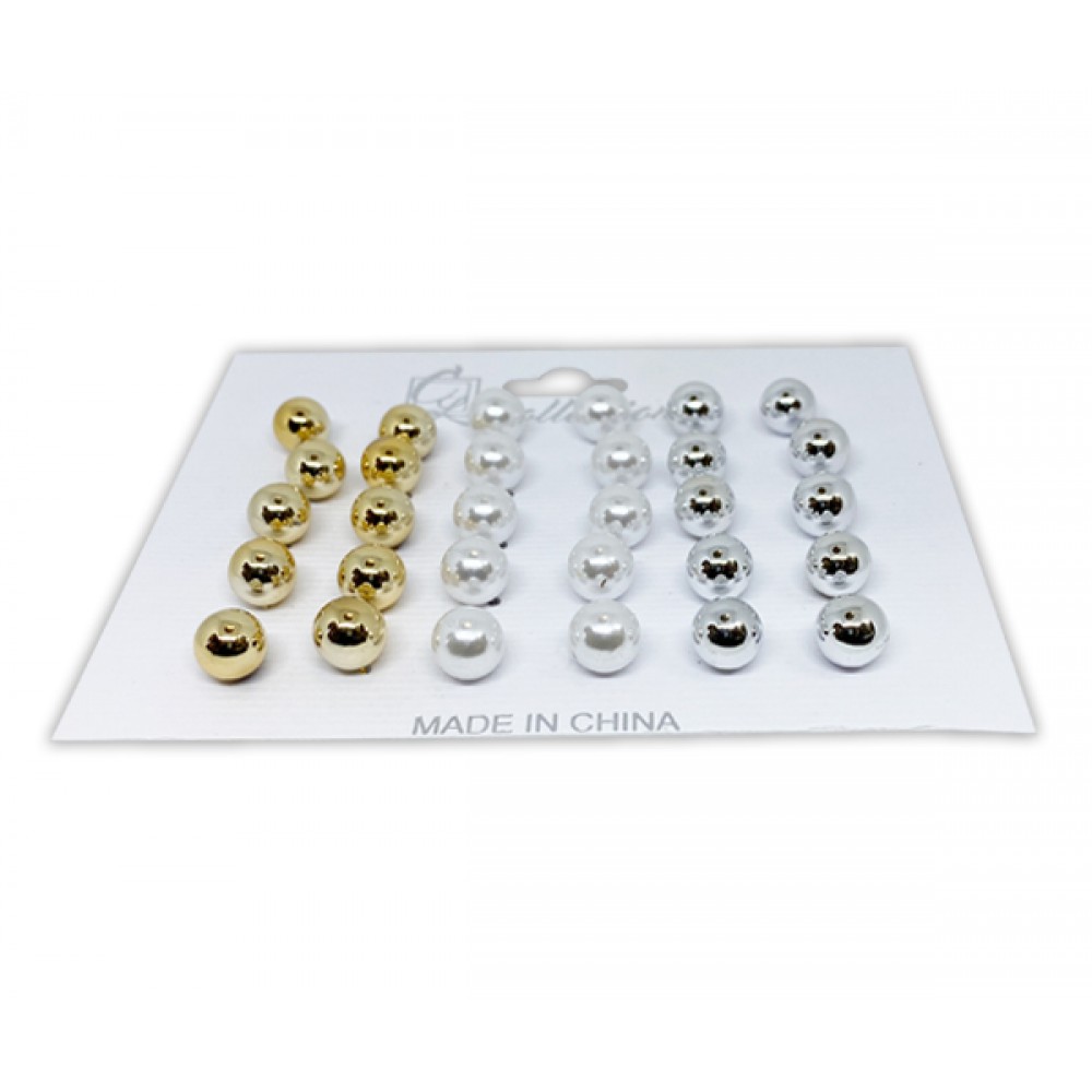 Ebo Pearl Studs Earrings White/gold/silver (15 Pairs)