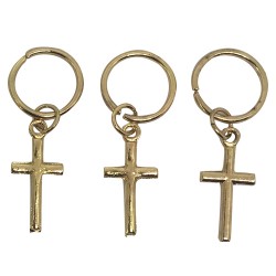 Ebo Braid Hair Ring Hair Decorations Charm Cross Gold 12 Mm 6 Pcs  