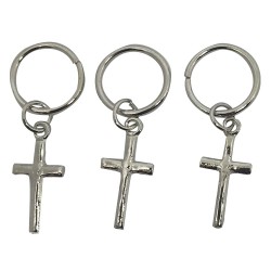 Ebo Braid Hair Ring Hair Decorations Charm Corss Silver 12 Mm 6 Pcs  