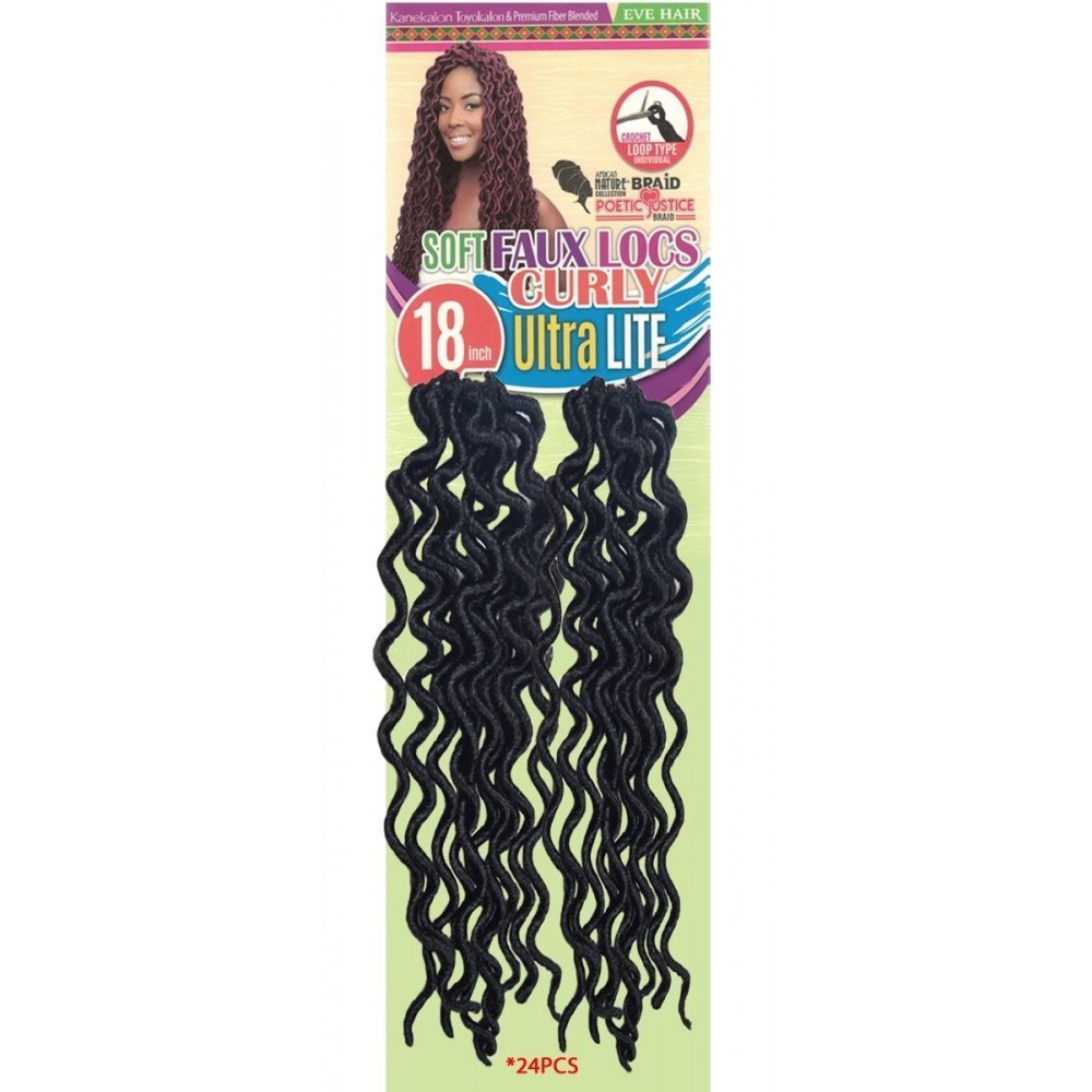 Eve Synthetic Hair Crochet Braid Loop Soft Faux Locs Curly 18