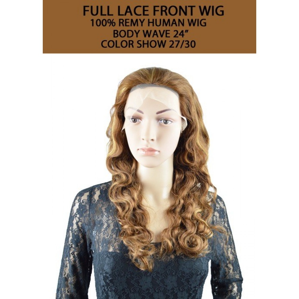 Natural Look 100% Remy Human Full Lace Front Wig Body Wave 24