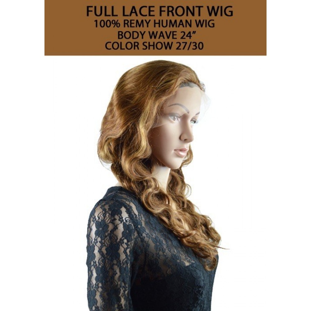Natural Look 100% Remy Human Full Lace Front Wig Body Wave 24