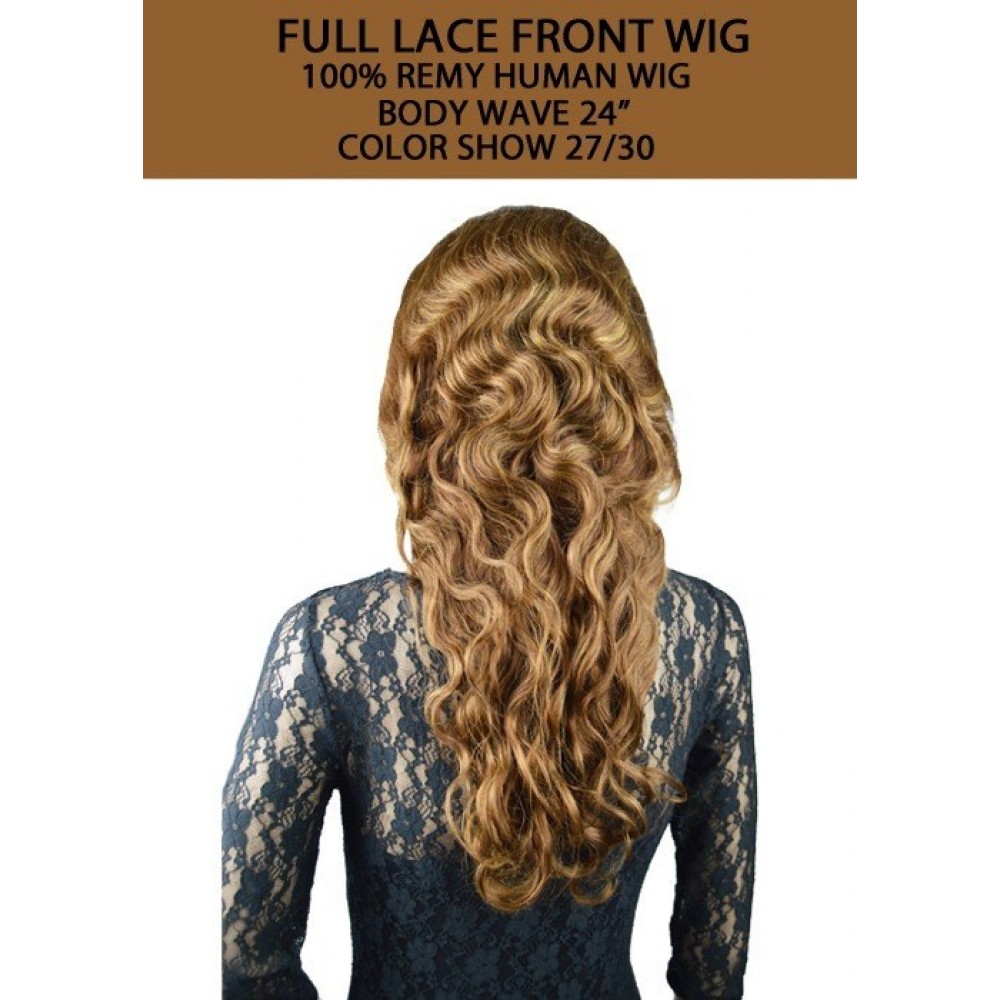 Natural Look 100% Remy Human Full Lace Front Wig Body Wave 24