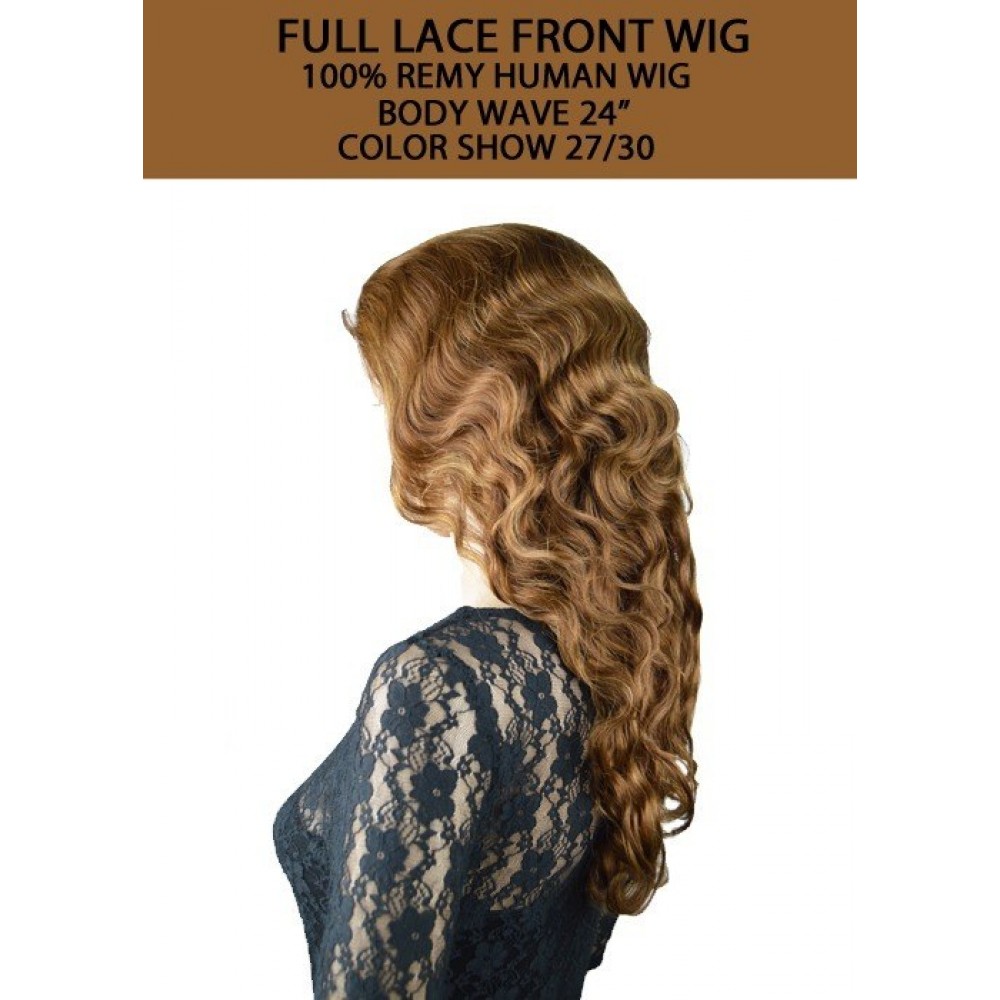 Natural Look 100% Remy Human Full Lace Front Wig Body Wave 24