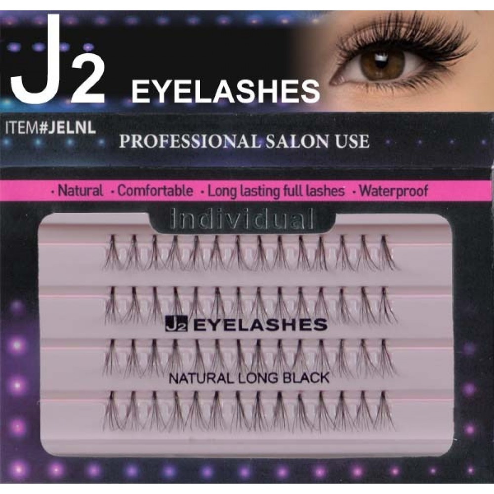 J2 Eyelashes 100% Remy Human Hair # Natural Long Black