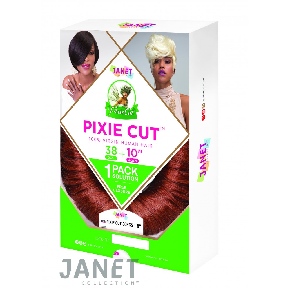 Janet Collection Pixie Cut 38 Pcs + 10 100% Human Hair Weave