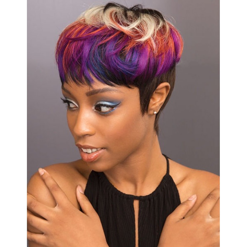 Janet Collection Pixie Cut 38 Pcs + 8 100% Human Hair Weave