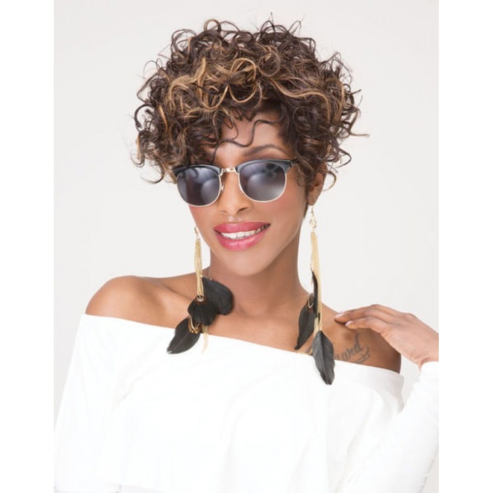 Janet Collection Pixie Cut 38 Pcs + 8  Oprah Curl 100% Human Hair Weave