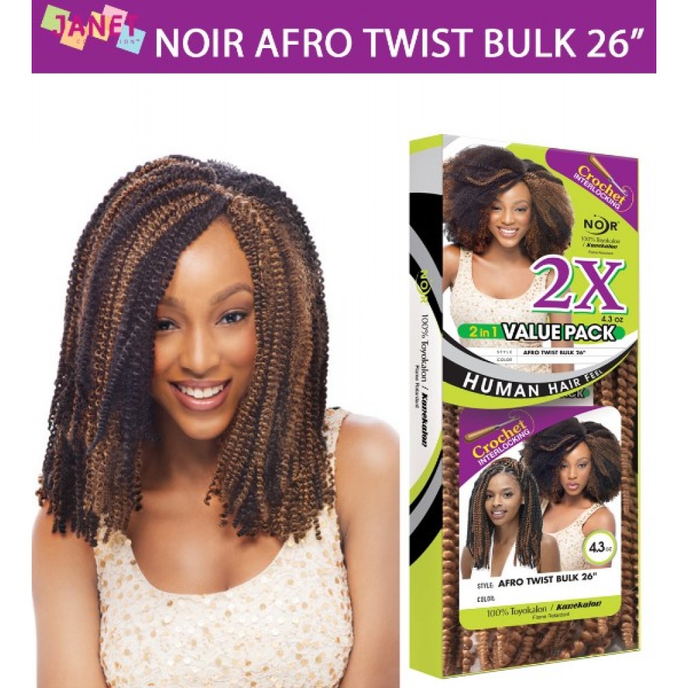 Janet Collection Noir Synthetic Hair Crochet Braid Afro Twist Bulk 26