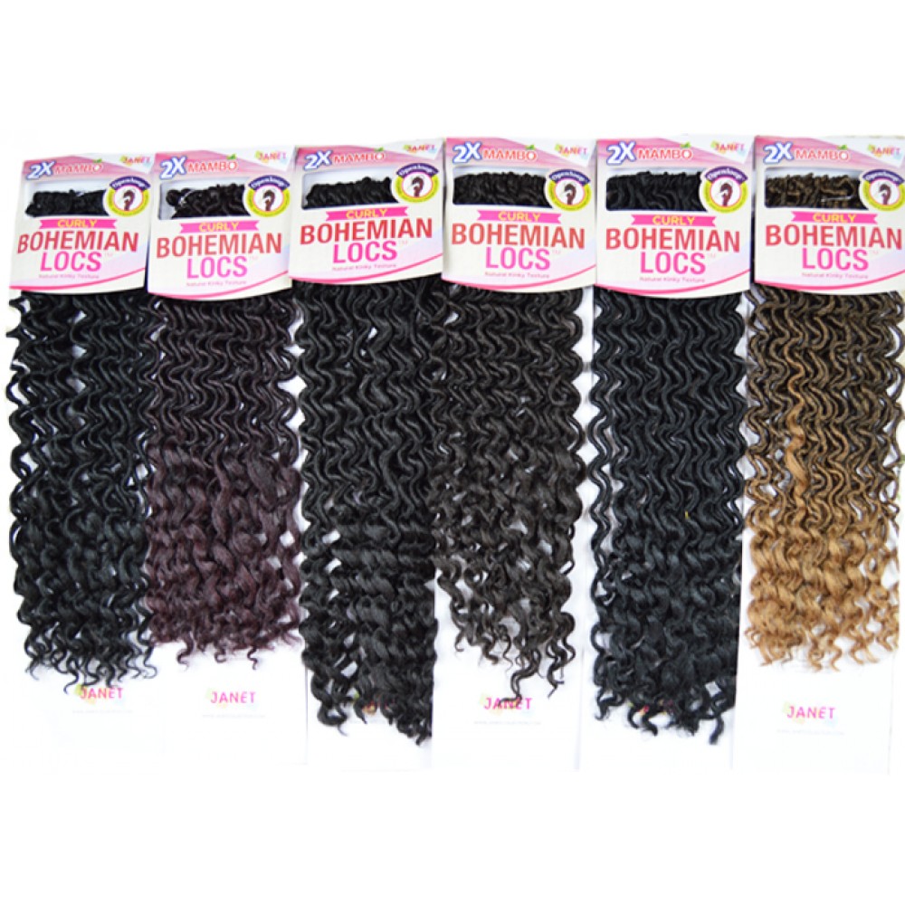 Janet Collection Synthetic Hair Crochet Braid Loop 2x Mambo Bohemian Locs Curly 18