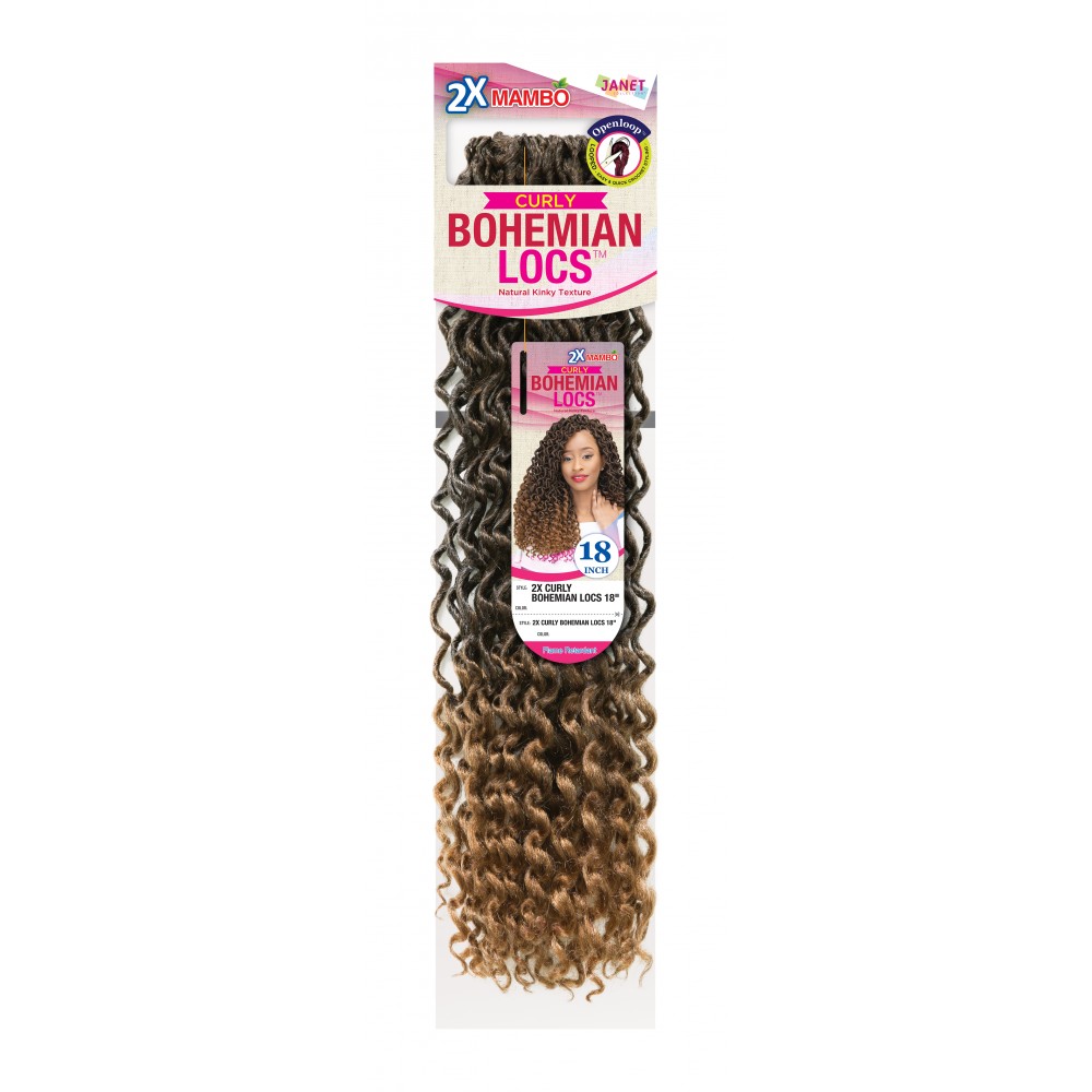 Janet Collection Synthetic Hair Crochet Braid Loop 2x Mambo Bohemian Locs Curly 18