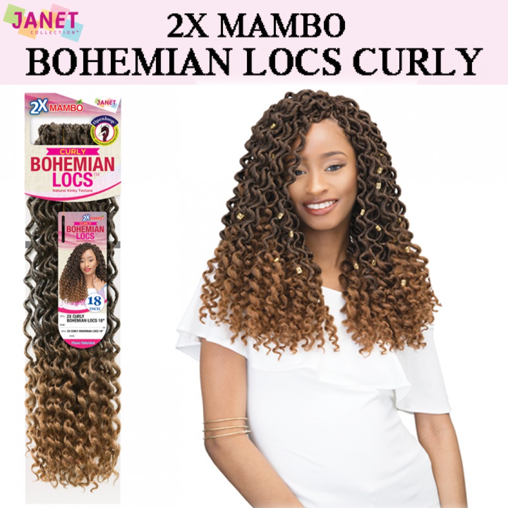 Janet Collection Synthetic Hair Crochet Braid Loop 2x Mambo Bohemian Locs Curly 18