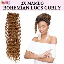 Janet Collection Synthetic Hair Crochet Braid Loop 2x Mambo Bohemian Locs Curly 18" Janet Collection Synthetic Hair Crochet Braid Loop 2x Mambo Bohemian Locs Curly 18"