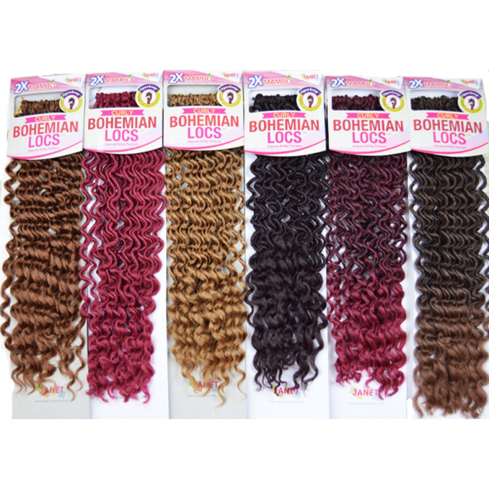 Janet Collection Synthetic Hair Crochet Braid Loop 2x Mambo Bohemian Locs Curly 18
