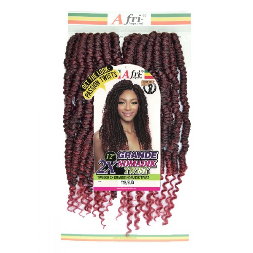 Mane Concept Afri Synthetic Hair Crochet Braid Loop 2x Pre Stretched Passion Grande Nomadik Twist 18