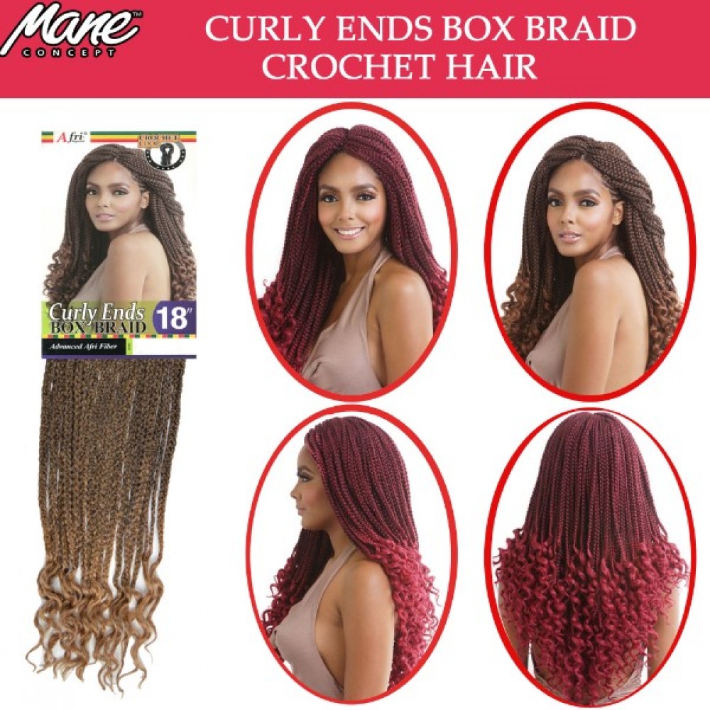 Mane Concept Afri Synthetic Hair Crochet Braid Loop Curly Ends Box Braid 18