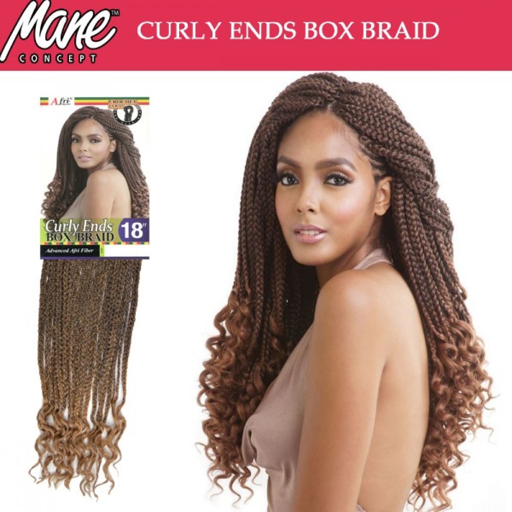 Mane Concept Afri Synthetic Hair Crochet Braid Loop Curly Ends Box Braid 18