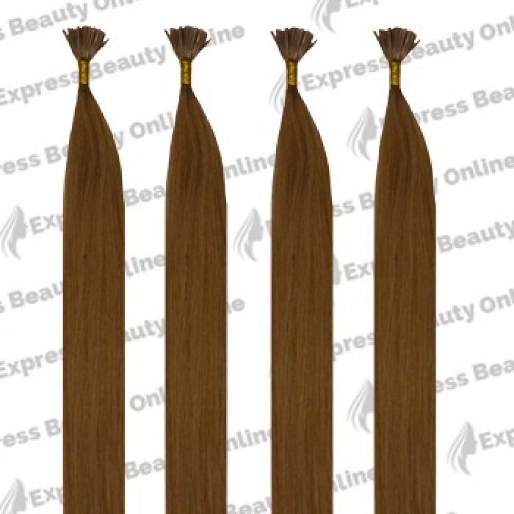 18 fusion-i tip- 140pcs 100% human hair extensions - ash brown (8) - straight